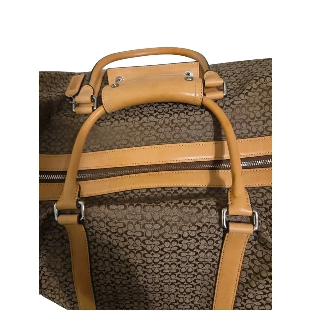 Coach Brown Signature Canvas Duffel with Tan Leather Accents with Strap